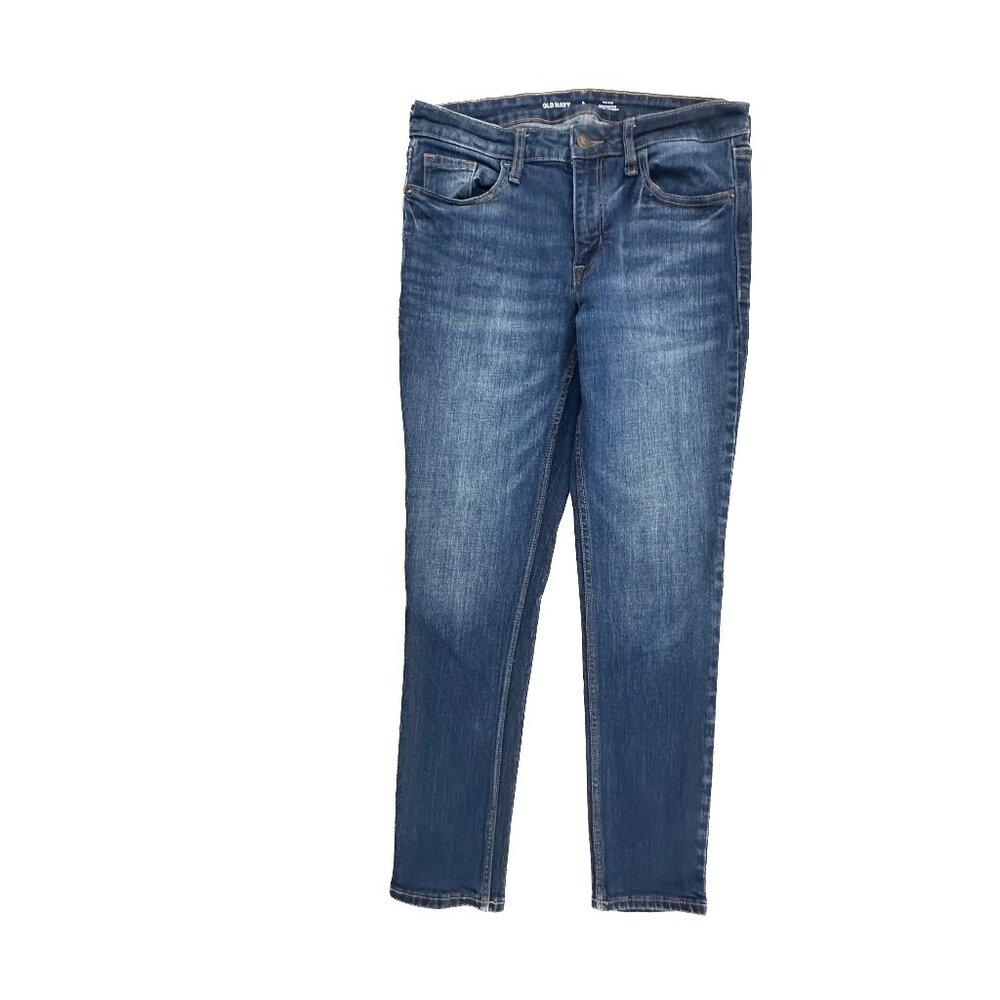 Old Navy Mid Rise RockStar Super Skinny Women size 8P Dark Wash Blue Denim Jeans